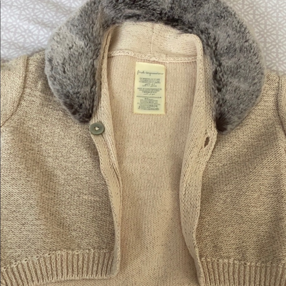 Baby cardigan with faux fur collar. Worn once.
